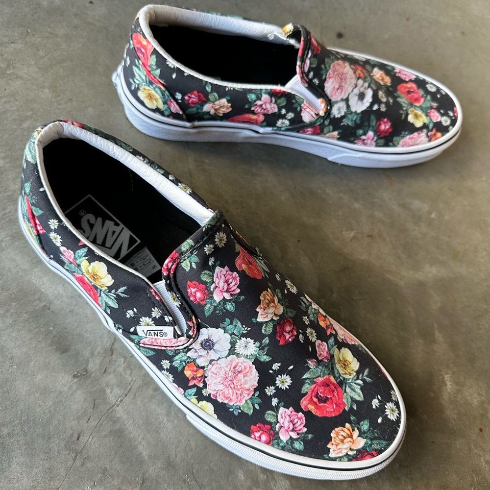 VANS floral slip-ons